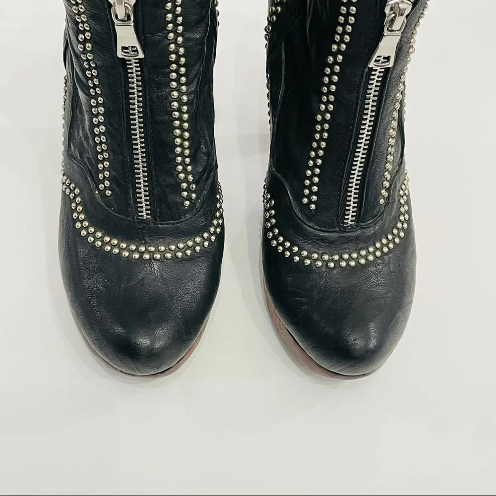 Calleen Cordero Free People Studded Platform Booties Wood Block Heal‎ Size &